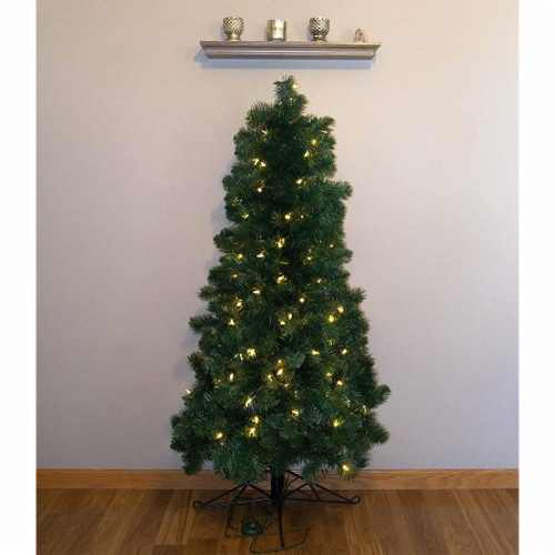 Home Heritage Pine 5 Foot Artificial Half Christmas Tree Prelit 100 LED Lights, 1 Piece - Kroger