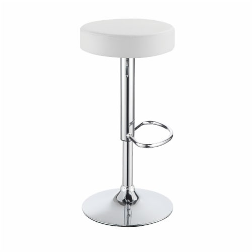 Benzara Classy Backless Adjustable Height Barstool - White Perspective: right