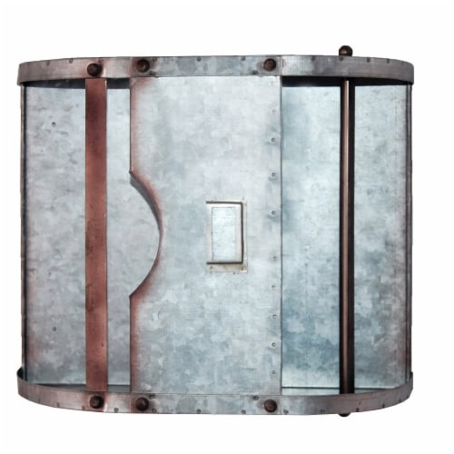 Benzara Galvanized Metal Bathroom Caddy - Gray Perspective: right