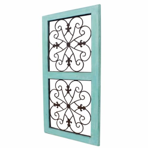 Benzara Traditional Mango Wood Framed Wall Panel - Green/Brown Perspective: right