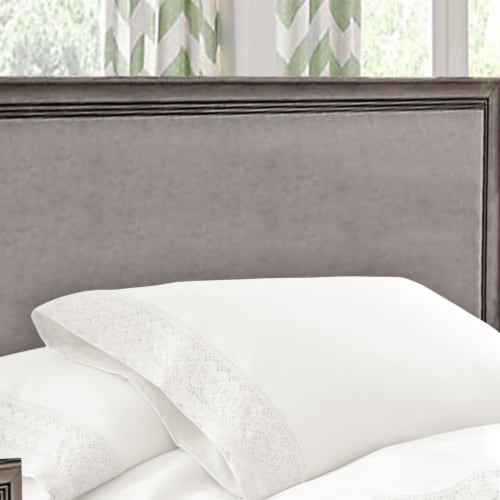 Udine 4 Piece Queen Size Microfiber Sheet Set with Crochet Lace The Urban Port, White Perspective: right