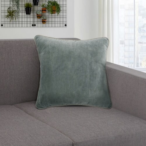 Square Throw Pillow with Cotton Cover, Sage Green Perspective: right
