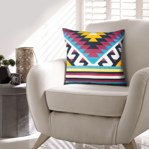 24 x 24 Square Cotton Accent Throw Pillows Geometric Aztec
