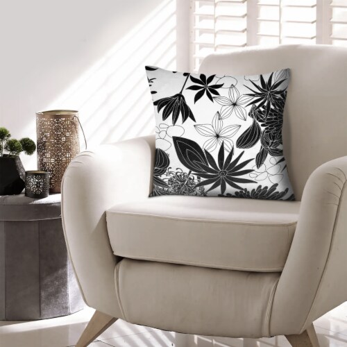 17 x 17 Inch Decorative Square Cotton Accent Throw Pillows, Classic Floral Print, Set of 2, Perspective: right