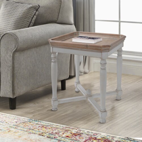 25 Inch Square End Side Table, Fir Wood, Natural Brown