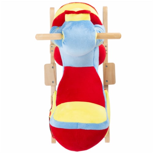 Rocking Motorcycle Toy Kids Plush Stuffed Ride On Wooden Rocker