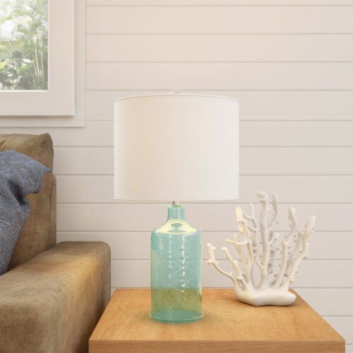 Blue glass base table lamp cheap