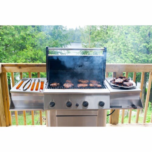 Wood BBQ Grill Tool Set- 18 Pc Stainless Steel Barbecue Accessories with Wooden Handles and Perspective: right
