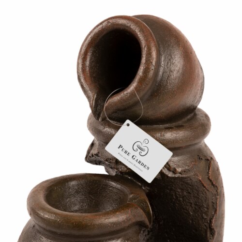 Outdoor Water Fountain Resin Clay Pots 3 Tiers 22 Inch Tall with Pump Included Perspective: right