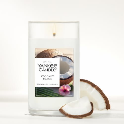 Yankee Candle Medium Pillar Scented Candle with up to 115 Hour Burn Time, 14.25 oz, Coconut Beach Perspective: right
