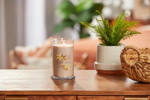 Yankee Candle® Pillar Jar Candle Vanilla Creme Brulee Perspective: right