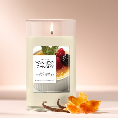 Yankee Candle Medium Pillar Scented Candle 14.25 oz, Vanilla Crème Brûlée Perspective: right