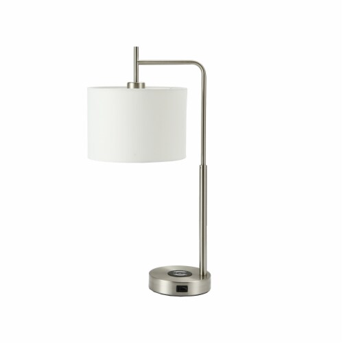 25in. Cedar Hill Touch Table Lamp with Wireless Charger and USB C USB Charging Ports 1 Foods Co