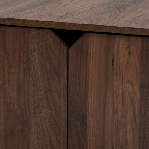 Baxton Studio Jasper Modern Walnut Brown Finished 2 Door Wood Cat Litter Box Cover House Perspective: right