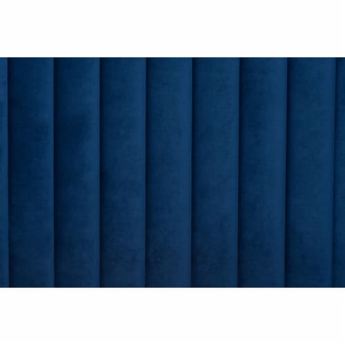 Serrano Glam and Luxe Navy Blue Velvet Fabric and Gold Metal Full Size Platform Bed Perspective: right