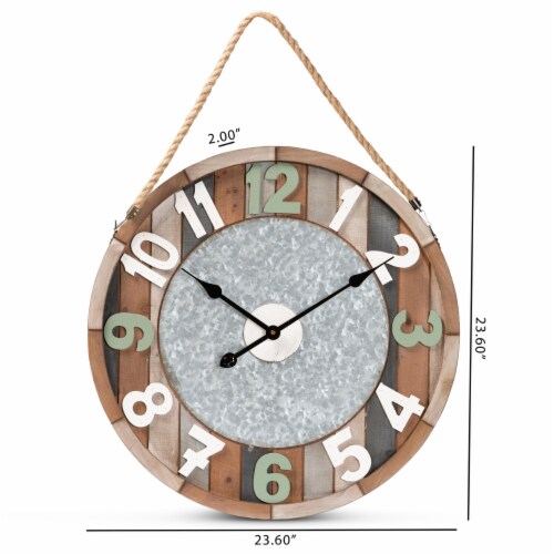 Garrison Vintage Farmhouse Silver Metal and Multicolored Wood Wall