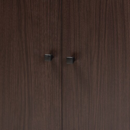 Dark Brown Finished Wood 2-Door Entryway Shoe Storage Cabinet With Bottom Shelf Perspective: right