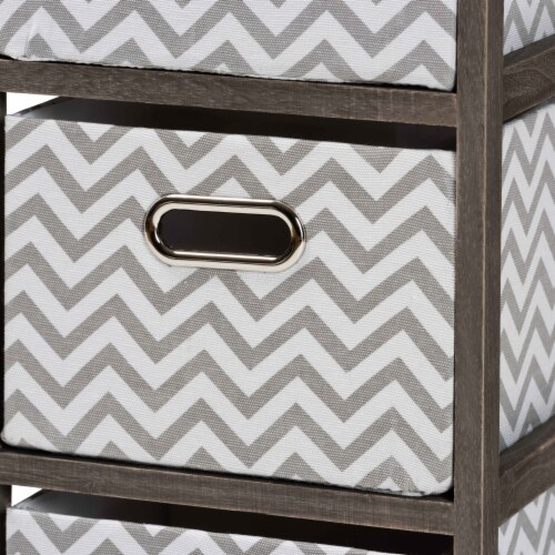 Baxton Studio Jorah Modern and Contemporary Grey and White Fabric Greywashed 4-Basket Perspective: right