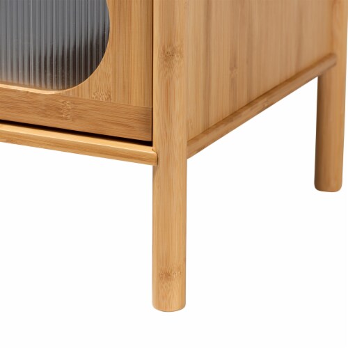 Naresh Mid-Century Modern Transitional Natural Brown Bamboo Wood 3-Drawer Storage Cabinet Perspective: right