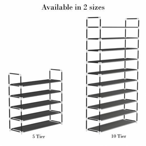 9 Tiers Shoe Rack Metal Shoe Storage Shelf Free Standing Large Shoe Stand  with 2 Hooks for, 1 unit - Kroger