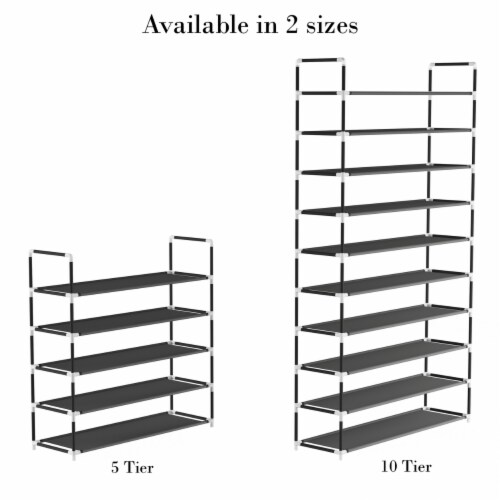 Shoe Rack-5 Tier Storage for Sneakers, Heels, Flats, Accessories, and More-Space Saving Perspective: right