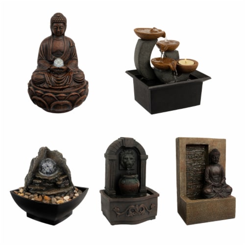 Tabletop Water Fountain Buddha Figure Stone Wall Waterfall Zen Soothing Sound Perspective: right