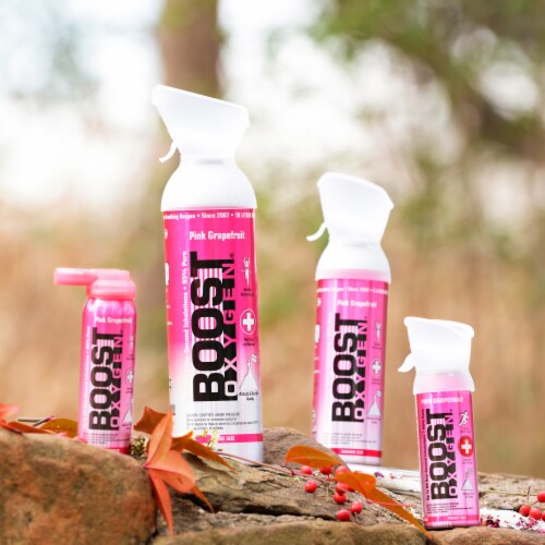 Boost Oxygen Natural 5 Liter Pure Oxygen Canister, Pink Grapefruit (6 Pack) Perspective: right