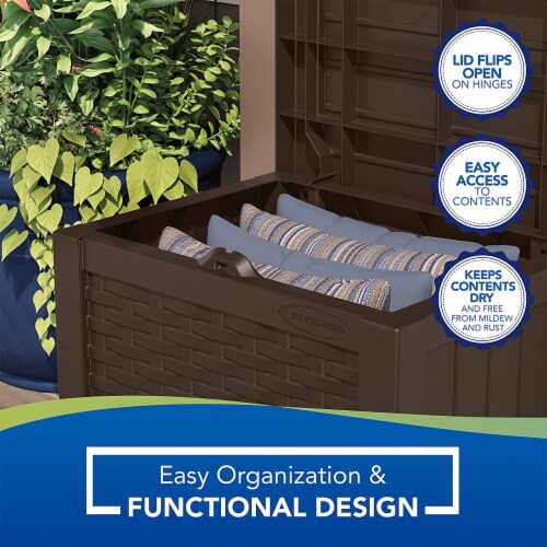 Suncast 22 Gallon Outdoor Patio Small Deck Box with Storage Seat Java 4 Pack 4 Piece Harris Teeter