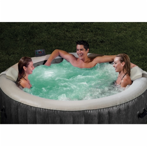 Intex Greywood Deluxe 4 Person Inflatable Hot Tub Jet Spa & Cover Package, Grey Perspective: right