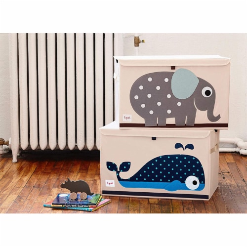 3 Sprouts Baby Laundry Hamper for Nursery, Octopus & Playroom Toy Chest, Whale Perspective: right