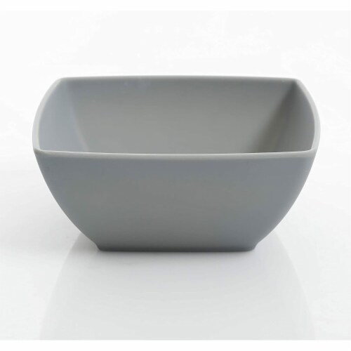 Gibson Home 16 Piece Modern Square Melamine Dinnerware Plate Set Grey (2 Pack) Perspective: right
