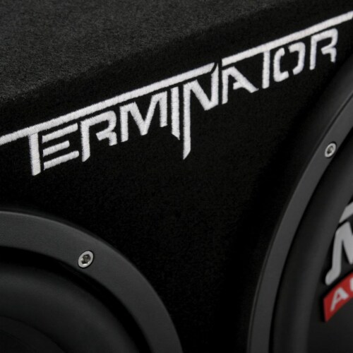 MTX 12 Subwoofer Enclosure and Amplifier with QPower Super Flex Wiring Amp Kit Perspective: right