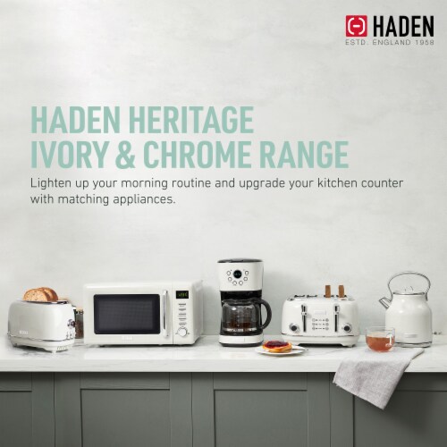 Haden 12 Cup Coffee Maker with 2 Slice Wide Stainless Steel Bread Toaster, White Perspective: right