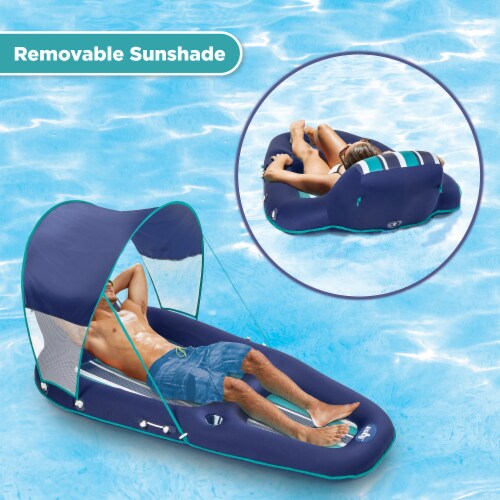 Aqua Leisure Luxury Canopy Float, Blue & Recliner Chaise Style Lounger, Green Perspective: right