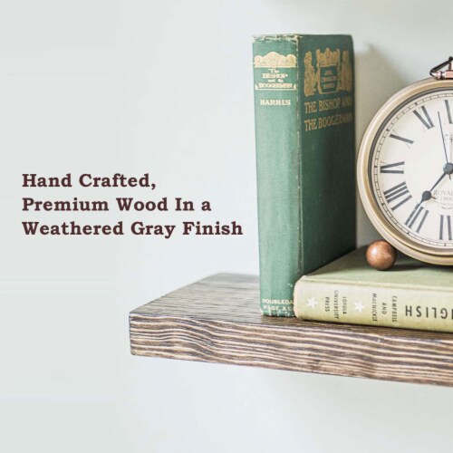 Willow & Grace Amanda 24 In Floating Wall Mount Shelves, Rustic Grey (6 Pack) Perspective: right