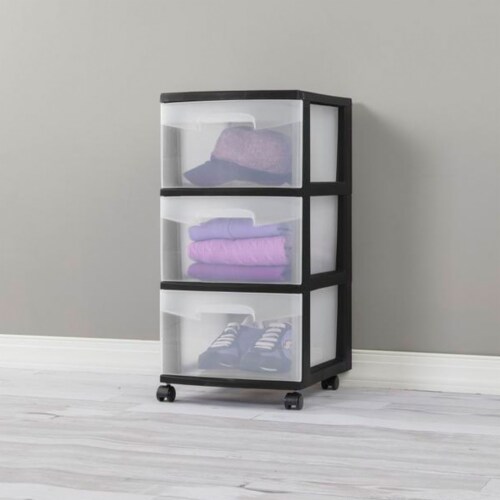Sterilite 3 Drawer Storage Cart with Clear Drawers and Black Frame (8 Pack), 1 Piece - Fred Meyer