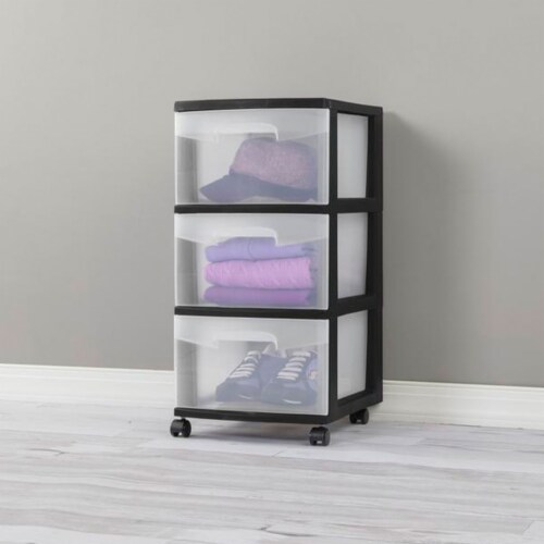 Sterilite 3 Drawer Storage Cart with Clear Drawers and Black Frame (8  Pack), 1 Piece - Fred Meyer