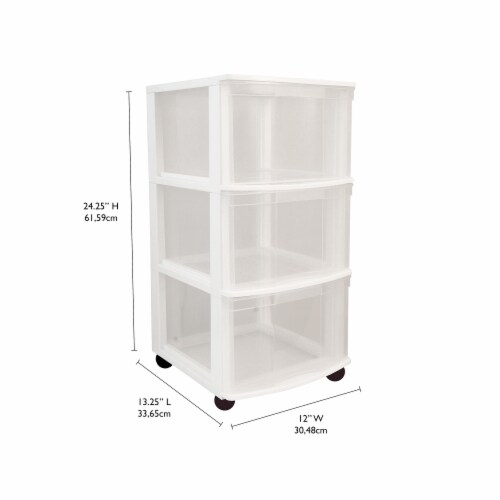 Gracious Living Classic 3 Drawer Organizer Plastic Storage Cart w/Wheels(4 Pack) Perspective: right