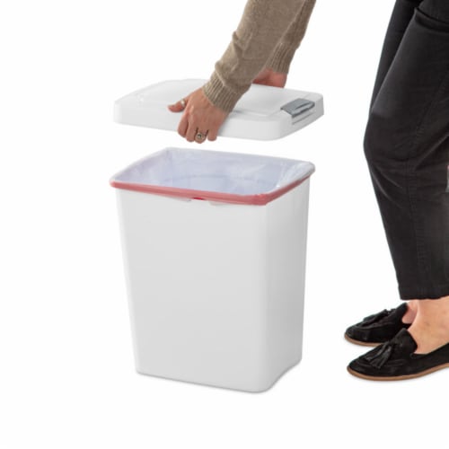 Sterilite 10438004 7.5 Gal TouchTop Wastebasket w/ Titanium Latch, White 12 Ct Perspective: right