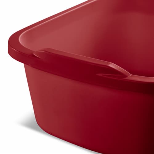 Sterilite Large Multi Function Home 12 Qt Sink Dish Washing Pan, Red (24 Pack) Perspective: right