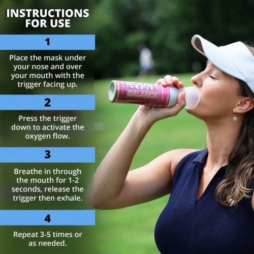 Boost Oxygen Pocket Sized Canned Oxygen w/ Mouthpiece, Pink Grapefruit (6 Pack) Perspective: right