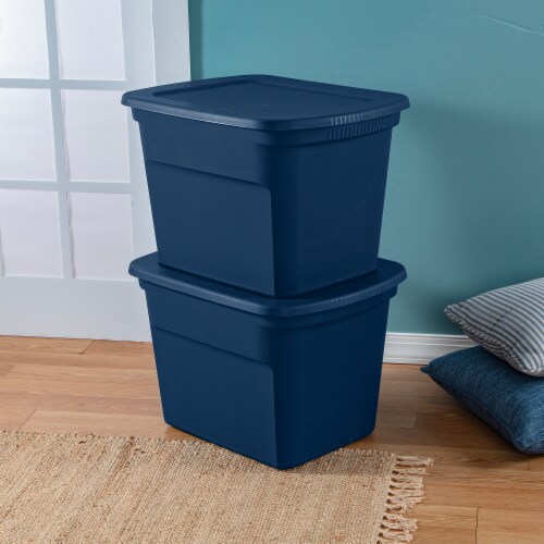 SET OF 3 RUBBERMAID ROUGHNECK 18-GALLON STORAGE BINS BLUE for Sale