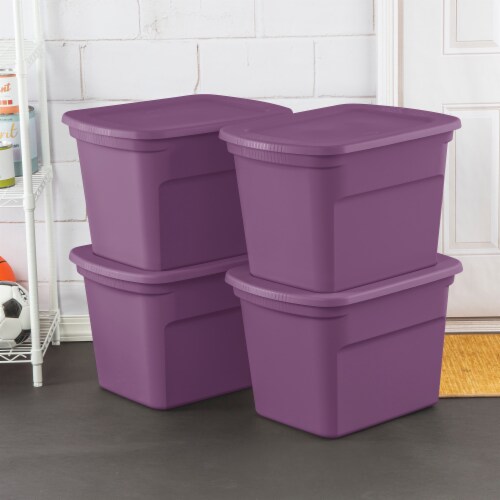 Sterilite Stackable 6 Qt Storage Box Container, Clear, Moda Purple Lid (60  Pack), 1 Piece - Fry's Food Stores