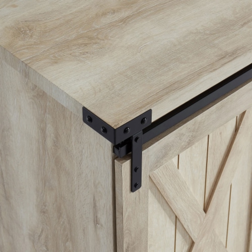 Edyo Living Rustic Farmhouse TV Stand Table with Sliding Barn Doors, White Oak Perspective: right
