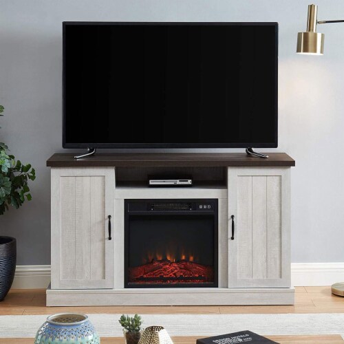 Edyo Living Rustic Farmhouse Electric Fireplace TV Stand w/ Remote Control, Grey Perspective: right