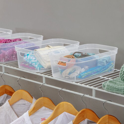 Sterilite 4.25x8x12.25 In Storage Bin w/ Carry Through Handles, Clear (24 Pack) Perspective: right