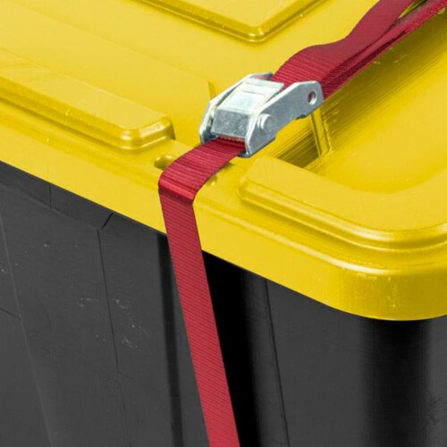 Plastic Storage Bin with Lid, 27 Gallon, Black and Yellow