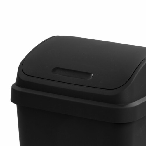 Sterilite 13 Gal Swing Top Lidded Wastebasket Kitchen Trash Can, Black (4 Pack) Perspective: right
