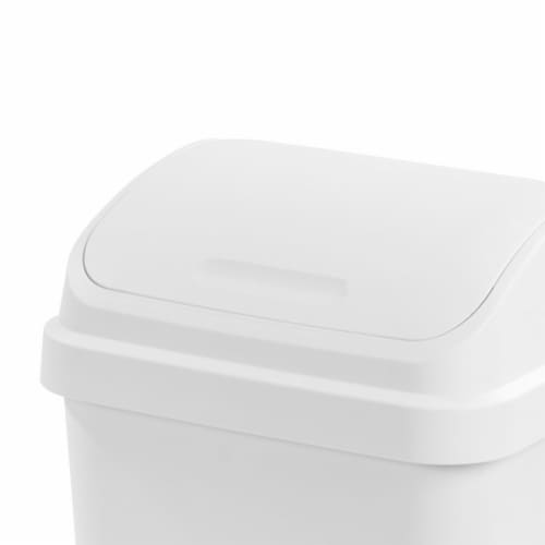 Sterilite 13 Gal Swing Top Lidded Wastebasket Kitchen Trash Can, White (4 Pack) Perspective: right