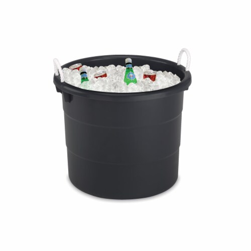 Plastic 17 Gal. Utility Storage Bucket Tub with Rope Handle, Black, 4-Pack